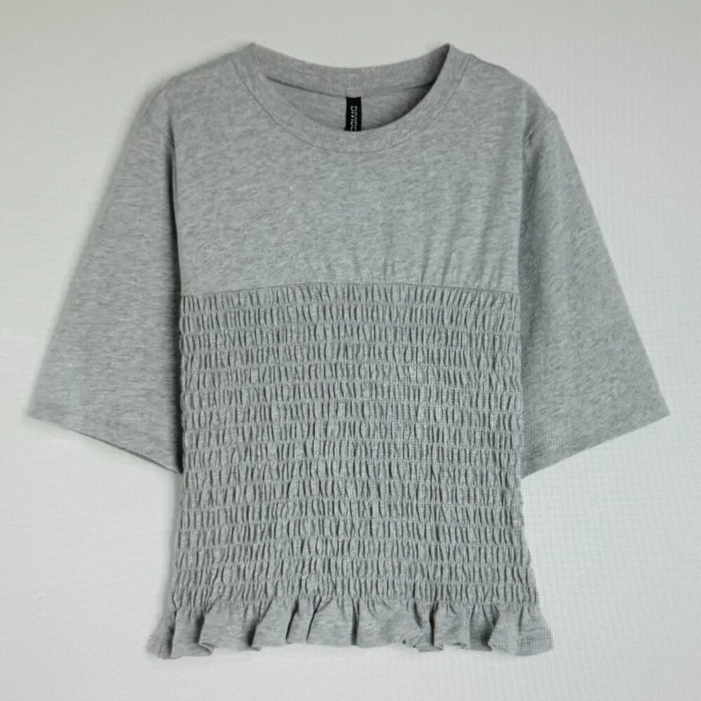 H & M Smocked Crop Top Light Gray Divided - New with Tags